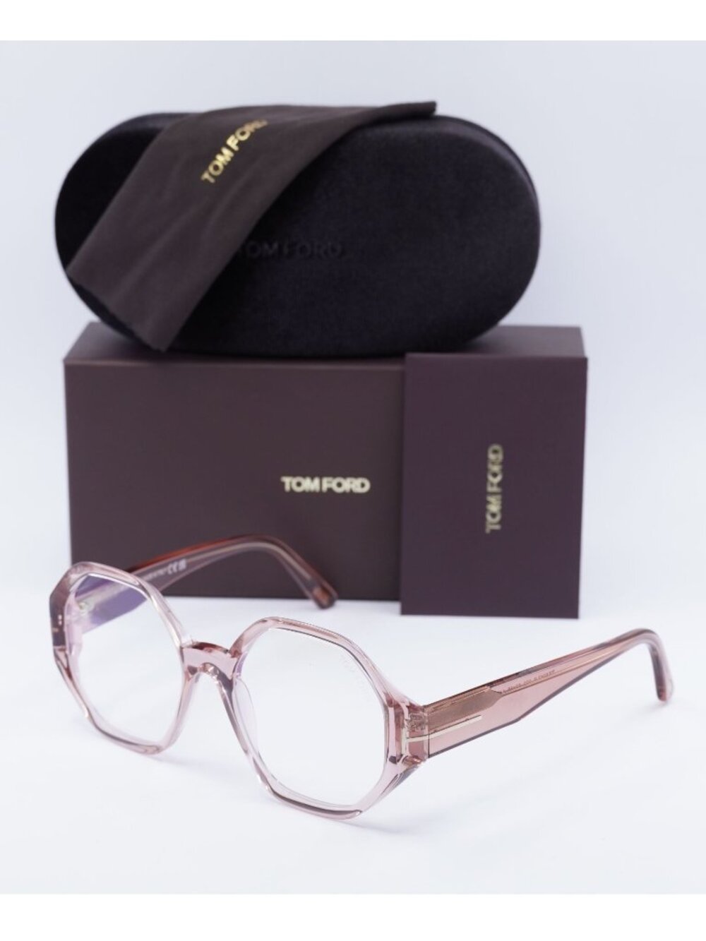 Tom Ford FT5967-B 072 Geometric Eyeglasses 53mm - Pink / Blue Light Block
